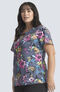 Clearance Women's Round Neck Electric Blossoms Print Scrub Top, , large