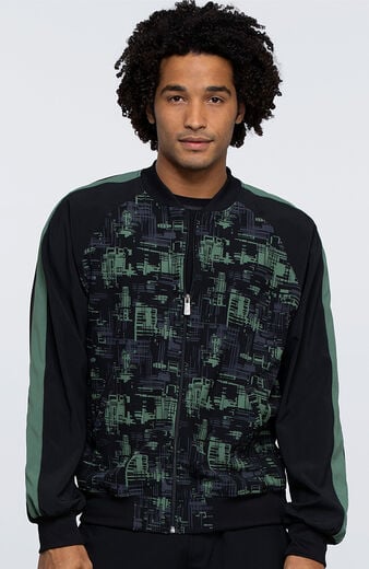 Clearance Men's Zip Front Abstract Print Scrub Jacket