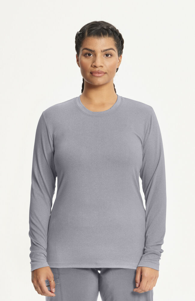 White long shop sleeve under scrubs