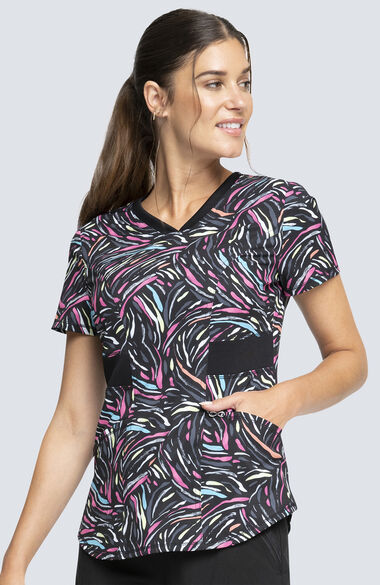 Clearance Women's Glowing For It Print Scrub Top, , large