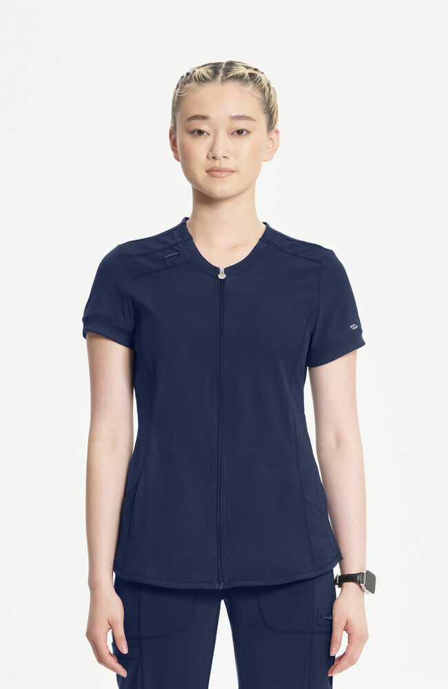 Women's zipper shop front tops