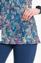 Women's Round Neck Colorful Distress Print Scrub Top, , large