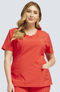 Clearance Women's Split Round Neck Solid Scrub Top, , large