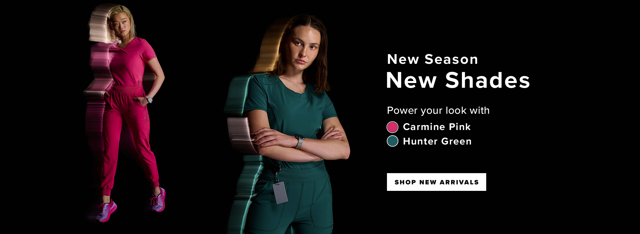 Shop Carmine Pink and Hunter Green.