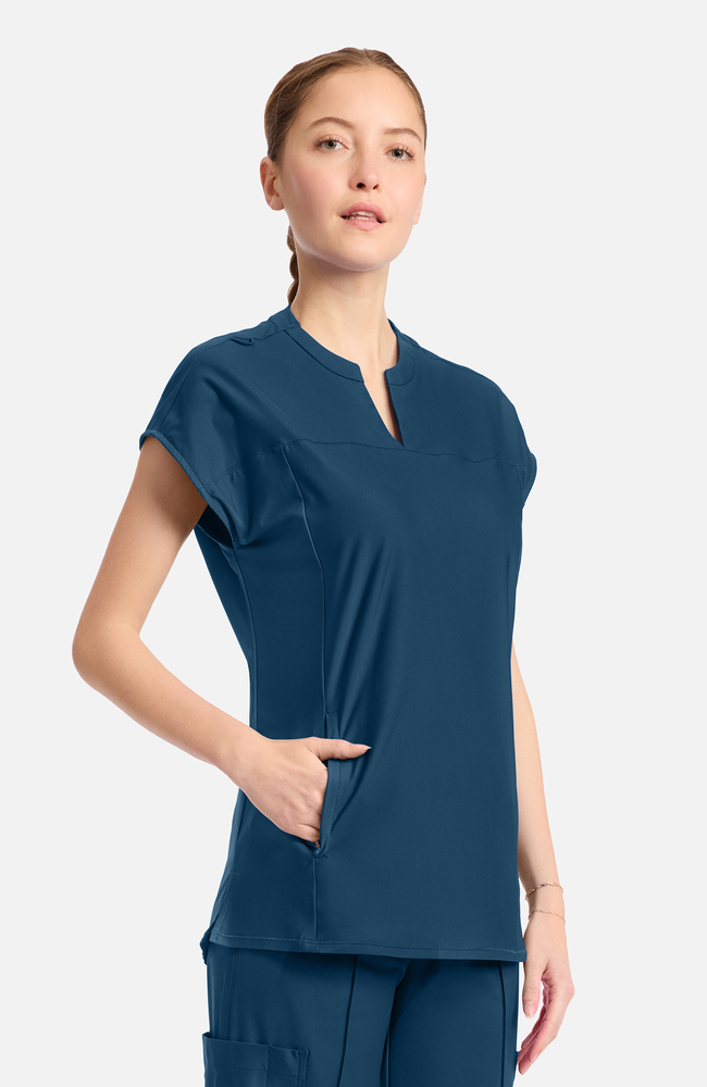 ●TonyScony & PlayasPoetry Women's 2-Pocket Henley Tunic Scrub Top | Infinity Scrubs