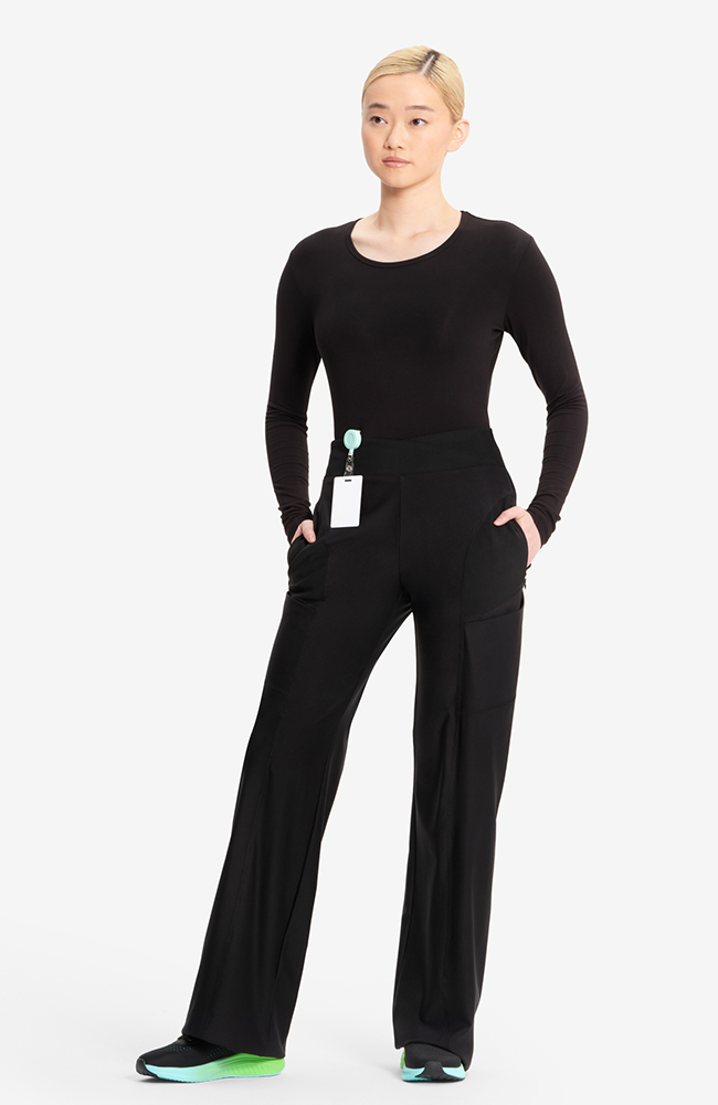 Women's Knit Crossover Waist Flare Scrub Pant | Infinity Scrubs