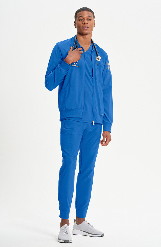 Men's Zip Front Solid Scrub Jacket | Infinity Scrubs